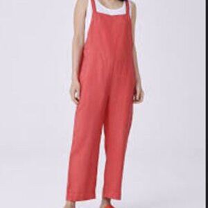 Eileen Fisher Garment-Dyed Organic Linen Overalls Size XS